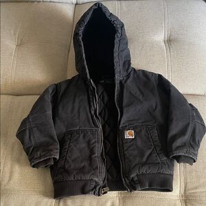 Carhartt Black Hooded Insulated Jacket boys size 7/8